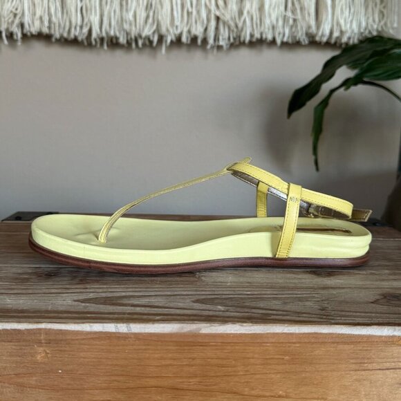 Sam Edelman Naomi Butter Yellow Croc Thong Angle Strap Thong Flat Sandal Size 8 - Picture 12 of 17